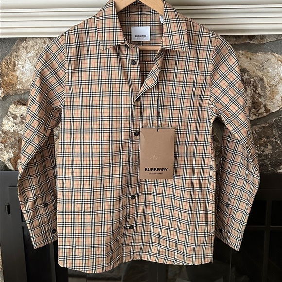 NWT Burberry youth size 10 plaid button down long sleeve shirt - Picture 1 of 8
